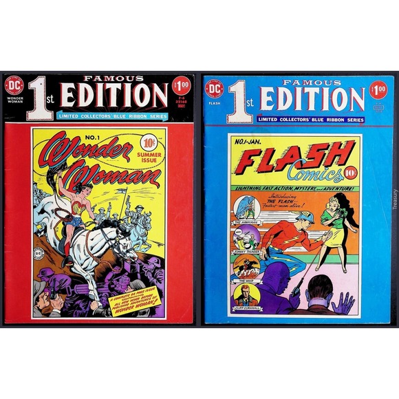 Wonder Woman & Flash Treasury Comic Lot Famous 1st Edition DC Blue Ribbon Series - Picture 1 of 5